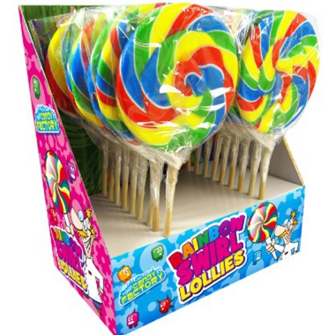 CRAZY CANDY FACTORY RAINBOW SWIRL LOLLIPOPS (80g – EACH) – American Candys
