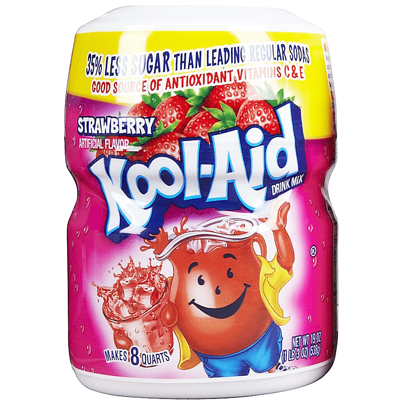 Kool Aid Strawberry Fin Drink Mix Tub 19oz (538g)