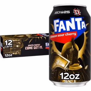 Fanta Crimson Sour Cherry Soda Pop, 12 fl oz, 355ml, 12 Cans Pack.